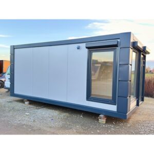 Verkaufspavillon-Container 3×6 m Open Space, Rolläden, 2 Türen, 2 Fenster, sofort lieferbar – Bild 2