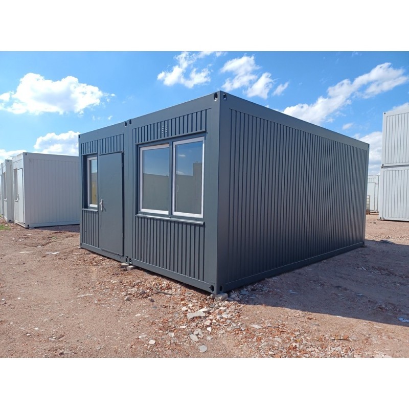 Doppel-Wohncontainer DUO 2×6 m, Bad, Küchenzeile, große Panoramafenster, sofort lieferbar